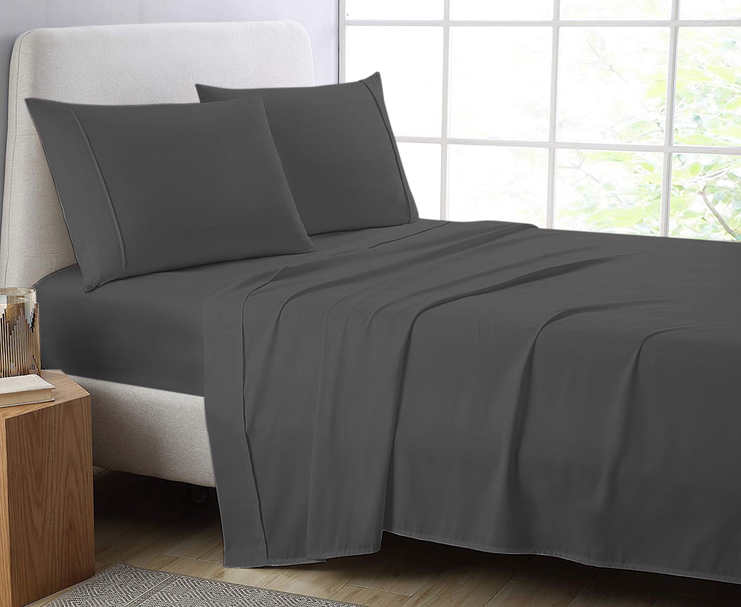 Cotton Metrics 4pc Sheet Set 600TC 100% Organic Cotton 4pc Bedding Set (Fitted sheet, Flat sheet, 2 Pillowcases) All Sizes & Colors