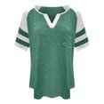 thumbnail image 3 of Summer Plus Size Ladies Summer Tops Clearance Women‘s Plus-Size Tops For Women Summer V Neck T Shirts Color Block Raglan Tees V Neck Tshirt Women on Clearance, 3 of 4