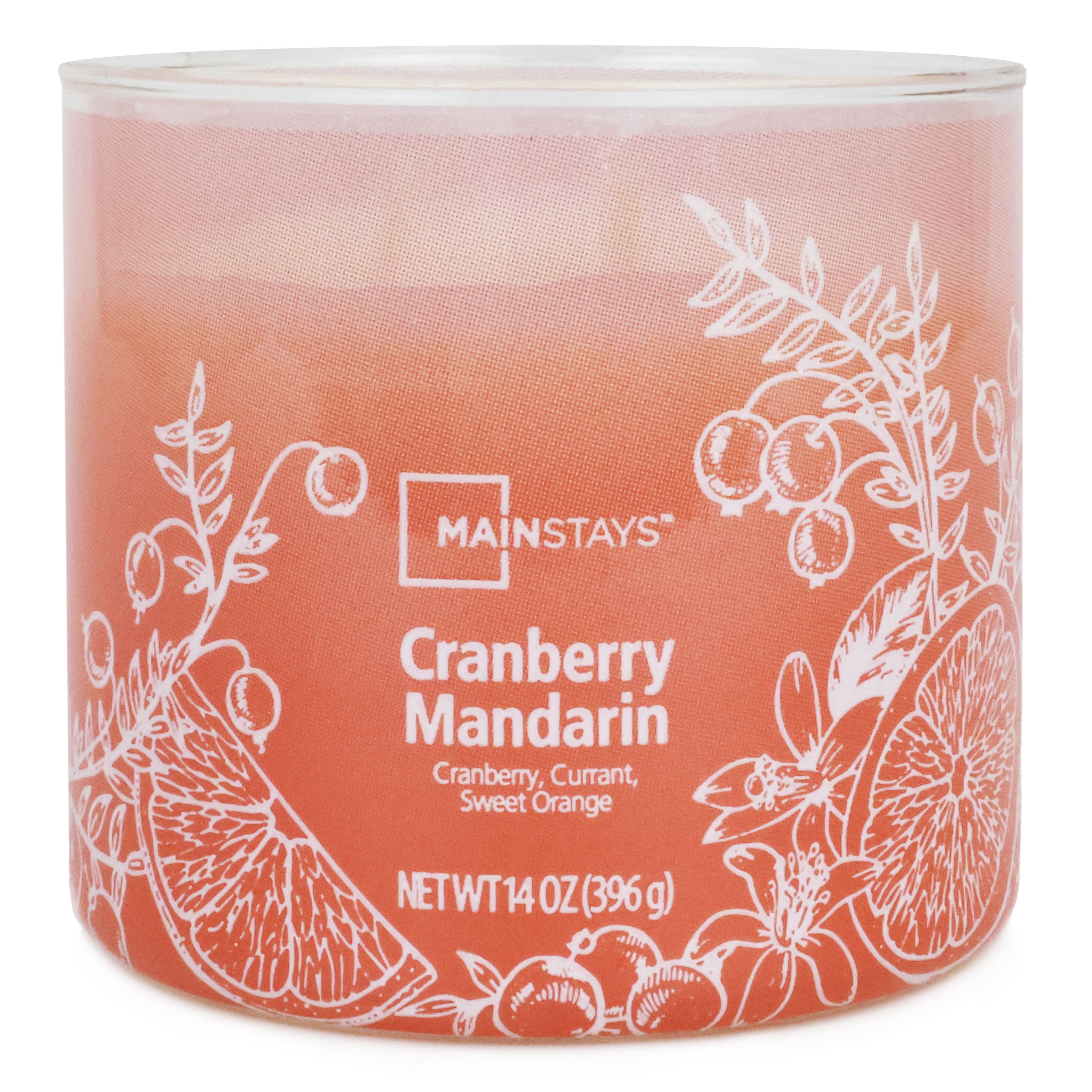 Bougie parfumée Mainstays à 3 mèches, enveloppée texturée Canneberge mandarine, 14 oz