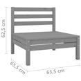 thumbnail image 4 of vidaXL Canapé de Jardin 2 Places Gris en Pin Massif, 4 of 4