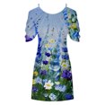 thumbnail image 5 of Robe d'Été pour Femmes 2024 Mode Grande Taille Imprimé Manches Courtes Épaules Dénudées Col Rond Robe Rabais de 50 % Liquidation!, 5 of 5