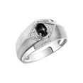 thumbnail image 3 of RYLOS Mens Rings Sterling Silver Ring 6X4MM Oval Shape Gemstone & Diamond Ring Black Star Sapphire March Birthstone Rings For Man Silver Rings, Size 10, 3 of 7