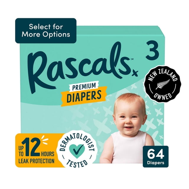 Couches Rascals Premium, Taille 3, 64 unités