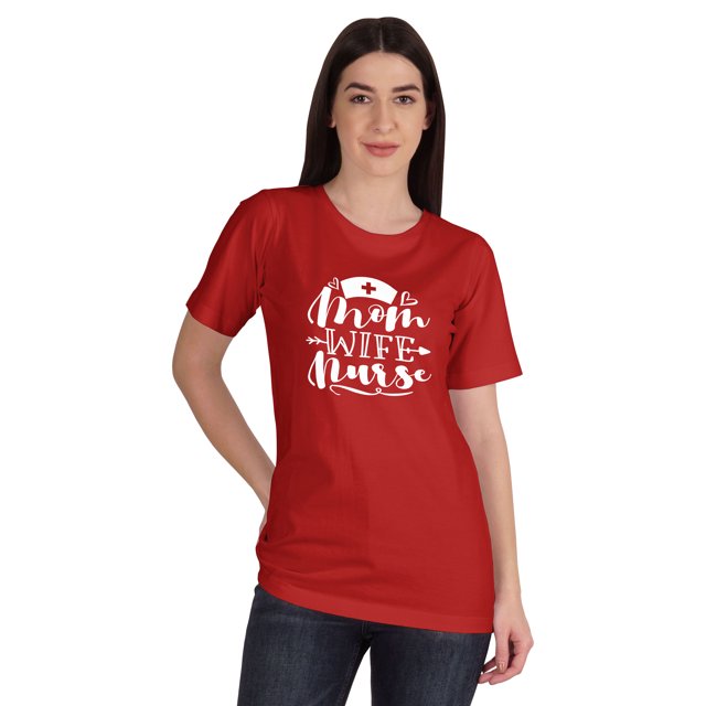 Inkmeso T-shirt Maman Épouse Infirmière Hauts pour Femmes T-shirt Graphique à Col Rond