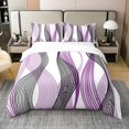 thumbnail image 1 of Erosebridal Chic Géométrique Housse de Couette 100 % Coton Taille Simple, Rayures Violettes Housse de Couette 100 % Coton Simple, Décor Abstrait, Réversible 2 Pcs (Sans Couette), 1 of 8