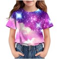 thumbnail image 2 of T-Shirt à Motif Imprimé à Manches Courtes pour Enfants, Col Rond, Manches Mi-Longues, Haut Décontracté Polyvalent, Shorts pour Filles, 2 of 6