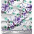 thumbnail image 1 of Soimoi Poly Georgette Fabric Leaves & Lily Flower Printed Fabric 1 Yard 42 Inch Wide, 1 of 3