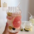 thumbnail image 2 of [] 14oz. Drinking Glasses Ripple Glass Cups  American Latte Coffee Cup Milk Juice Glass Cup, 2 of 6