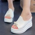 thumbnail image 1 of Womens Ladies Slippers Thick-Bottom Solid Pearl Waterproof Wedge Sandals Shoes, 1 of 9