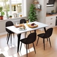 thumbnail image 1 of Homy Casa 63 inch Modern Dining Set, Dining Table with 4 Chairs, Beige Fabric, 1 of 10