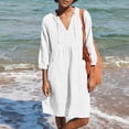 thumbnail image 1 of Weiqiqre Robes pour Femmes, Robes Décontractées Amples à Col en V pour Femmes à Manches 3/4 avec Poche en Solde, 1 of 6
