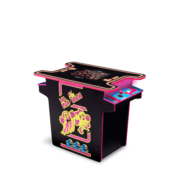 Arcade1Up Ms.PAC-MAN Head-to-Head Arcade Machine – Retro Home Arcade Table with 12 Classic Games, Light-Up Control Deck & Real-Feel Joysticks