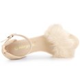 thumbnail image 4 of BLISSFUL STEP Women's Shoes Faux Fur Ankle Strap Block Heel Open Toe Sandals Beige 8, 4 of 8
