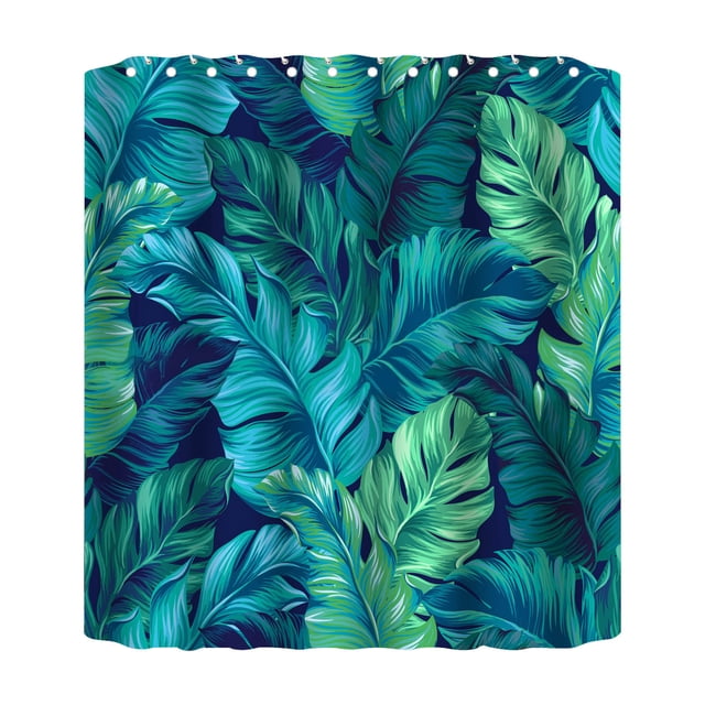 Binwennn Tropical Green Shower Curtain 70 Inch With 12 Hooks Shower Curtain Bathroom Heavy Side Shower Curtain Machine Washable Curtains for Shower Curtain And Rug Set Neutral Fabric Shower Curtain