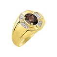 thumbnail image 4 of RYLOS 14K Yellow Gold Ring 8X6MM Oval Gemstone & Diamond Unisex Rings Smoky Quartz June Birthstone Ring Size 11, 4 of 7