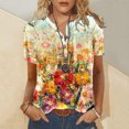 thumbnail image 3 of Cameland T-Shirt à Manches Courtes Décontracté d'Été pour Femmes, à Boutons, Col Rond, Chandail Blouse Hauts, 3 of 5