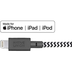 Native Union Night Cable - 10ft Ultra-Strong Reinforced [MFi Certified] Durable Lightning to USB Charging Cable with Weighted Knot Compatible with iPhone/iPad (Zebra)