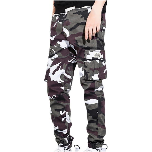 RKSTN Mens Cargo Pants Ripstop Work Pants Relaxed Fit Outdoor Tactical Camouflage Plus Size Trousers with Pockets
