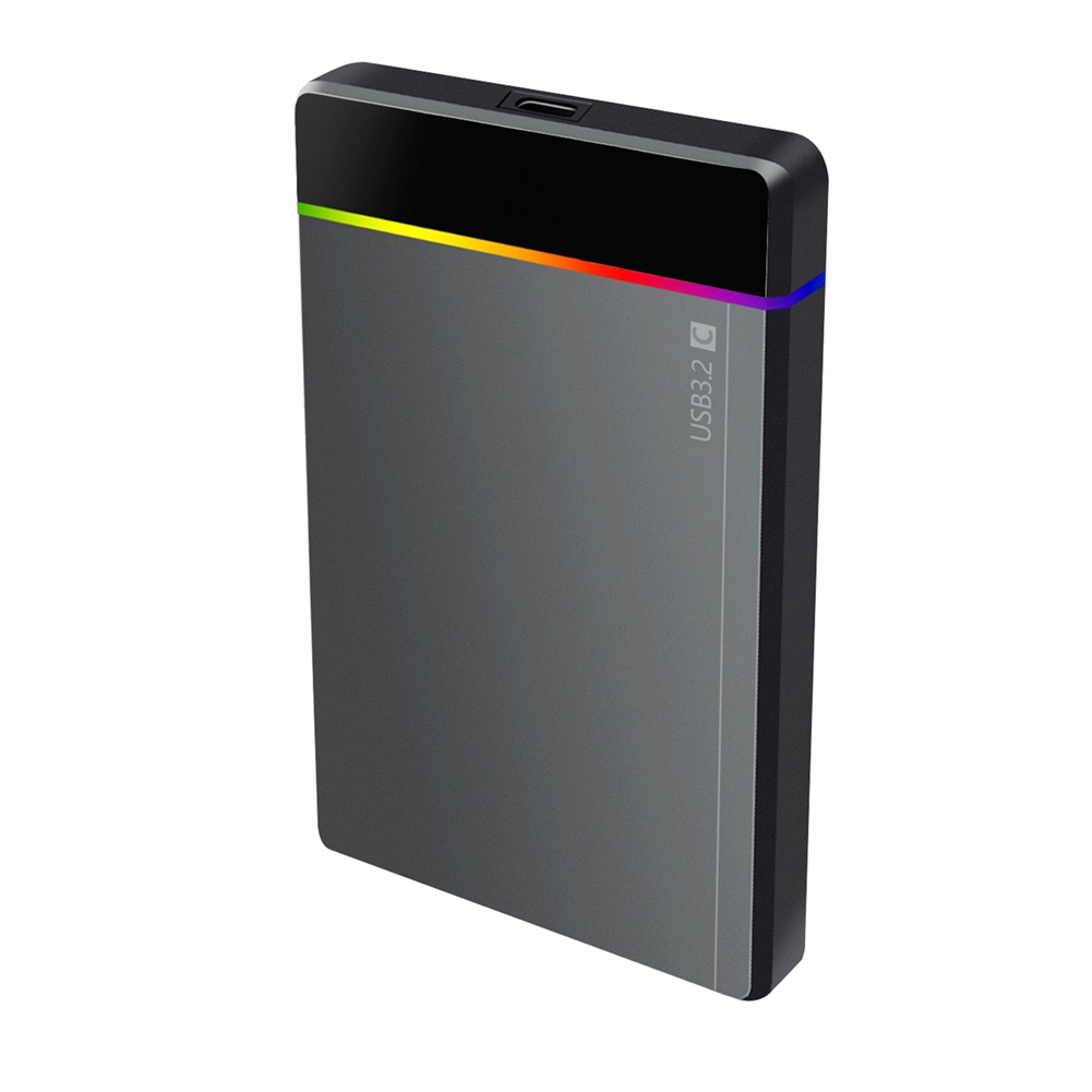 2.5 Inch HDD/SSD Type-C RGB Enclosure SATA to USB3.2 Gen1 5Gbps HD External Hard Drive Enclosure Box Tool-Free