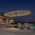 thumbnail image 2 of PURPLE LEAF 15ft Patio Market Umbrella with Solar LED and Base Double-Sided Rectangle Outdoor Table Sun Umbrellas for Pool Beach Deck Backyard Beige, 2 of 9