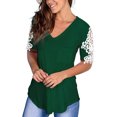 thumbnail image 1 of Pompotops Femmes Dentelle Manches Courtes T-Shirt T-Shirt Décontracté d'Été, 1 of 7