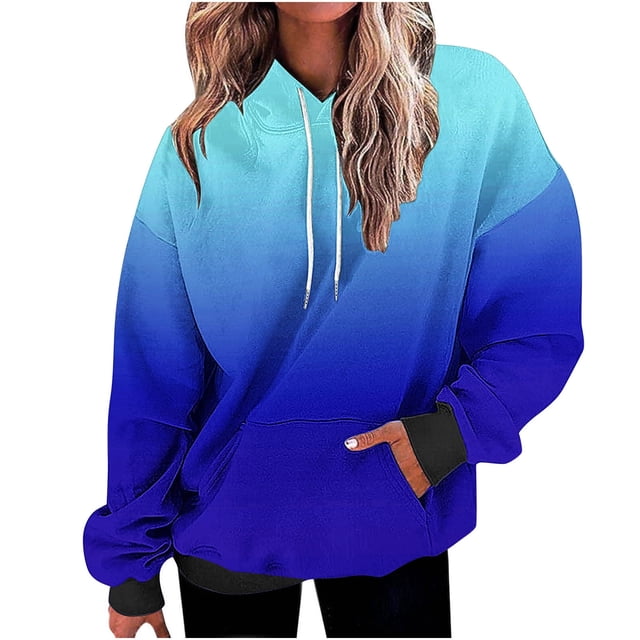 Besolor Oversized Sweatshirt for Women Fall Plus Size Long Sleeve Gradient Color Hoodies Baggy Clothes for Ladies