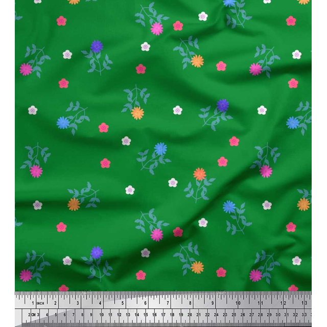 Soimoi Velvet Fabric Aster Floral Print Fabric by Yard 58 Inch Wide
