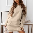 thumbnail image 3 of BADHUB Robe à Capuche Surdimensionnée à Manches Longues pour Femmes, Robe Chandail à Capuche Couleur Unie Tunique Décontractée avec Poches Offres Prime Day Kaki P, 3 of 8