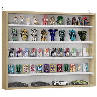HOMCOM 5-Storey Wall Shelf Display Cabinet, Shot Glass Display Case, Oak