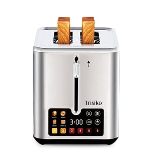 Trisiko Touch Screen Electric Toaster 2 Slice, Stainless Steel Smart Toaster with Digital Timer, 1.38" Extra-Wide Slots for Bread& Bagel, Great for Home, Office,Dorm