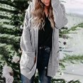 thumbnail image 4 of CEHVOM Women's Solid Color Cardigan Wool Sweater Pocket Recreational Long Sleeve Tops Clearance, 4 of 8