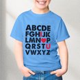 thumbnail image 2 of T-shirts Filles Été Imprimé Lettre Col Rond Manches Courtes T-Shirt Décontracté Hauts Filles Bleu Ciel 4-5 Ans, 2 of 4