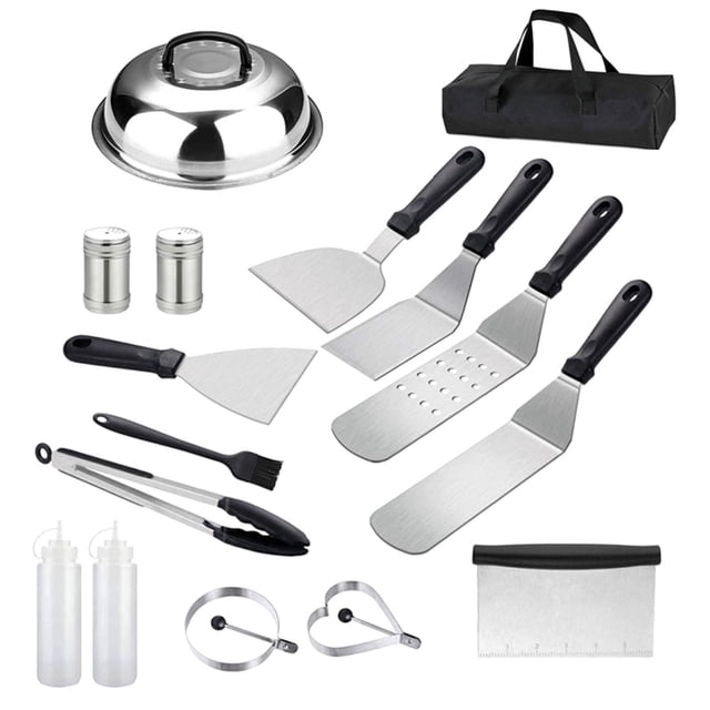 PVCS Griddle Accessories Kit 16PCS Flat Top Grilling Tools Set Stainless Steel Grill BBQ Spatula Kit Cooking Utensils Set With Carry Bag For Outdoor Barbecue Clearance