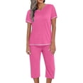 thumbnail image 2 of HNMKIU Plus Size Pajamas Women's Two Piece Home Wear V Neck Top Shorts Pajamas Set, 2 of 4