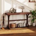 thumbnail image 2 of Gymax Narrow Console Table Vintage Accent Sofa Table w/ Open Storage Shelf Walnut, 2 of 10