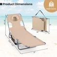thumbnail image 3 of Gymax 2PCS Tanning ChairFolding Beach Lounge Chair w/5-Position Adjustable Backrest Beige, 3 of 10