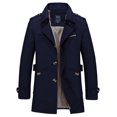 thumbnail image 2 of CEHVOM Men Casual Solid Turndown Single-breasted Windbreaker Side Slit Pocket Multi-button Coat Sales, 2 of 2