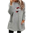 thumbnail image 1 of Pisexur Chandails de Noël pour Femmes en Molleton Doux à Manches Longues Col Rond Chandail Imprimé Verre de Vin Rouge de Noël chandail d'Hiver Chaud Épaissi avec Poches, 1 of 3