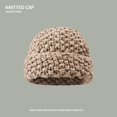 thumbnail image 1 of Women's Autumn Winter Solid Color Thickened Warm Ear Pineapple Pattern Knitted Hat, 1 of 3