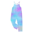 thumbnail image 4 of MIASHUI Girls Tie Dye Rompers Sleeveless Spaghetti Straps Jumpsuits Comfy Loose Trousers,Sky Blue,13-14 Years, 4 of 5