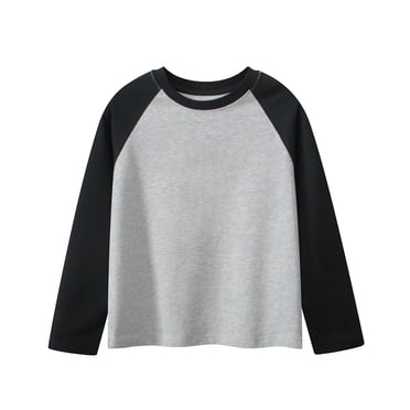 Splozh Boys Long Sleeve Shirts Boys Long Sleeved Tops Comfortable Soft Fashionable Color Blocked Casual Boys Long Sleeved Tops Grey,7-8 Years