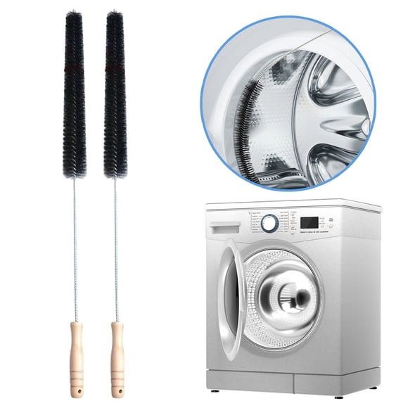 2-Pack Flexible Nylon Dryer Vent Lint Cleaner Brush, Bendable for Washing Machine Refrigerator Coil, Semi-Bristle Wood Handle for Deep Duct and Drain Pipe, Fire Hazard Prevention, By Harlik