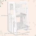 thumbnail image 3 of Qaba Toddler Kitchen Helper 2 Step Stool with Adjustable Height Platform and Safety Rail, White, 3 of 10