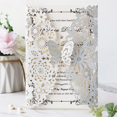 thumbnail image 5 of 20 Set Butterfly Invitation Cards Lace Wedding Invitations with Envelopes(Silver Glitter), 5 of 5