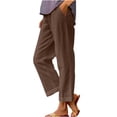 thumbnail image 1 of Dealovy Womens Cotton Linen Pants Plus Size Elastic High Waisted Solid Color Lightweight Summer Trousers, 1 of 6