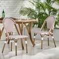 thumbnail image 1 of Chaises Bistro Françaises d'Extérieur en Rotin PE et Aluminium, Ensemble de 2, Rouge Rouillé et Blanc, Fini à Motif Bambou, 1 of 5