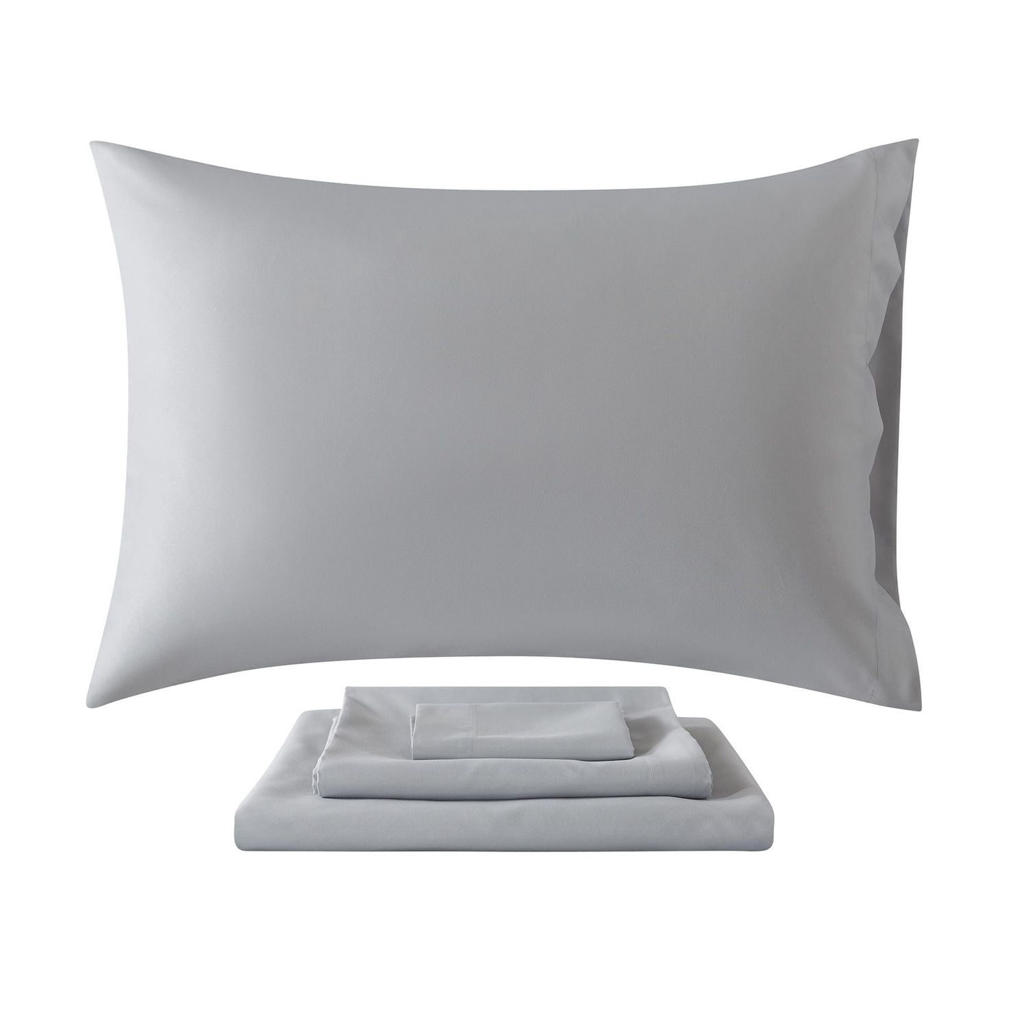 Mainstays – Ensemble de literie tout-en-un réversible avec couette et draps, 5 pièces, simple très grand (Twin XL), rayures grises