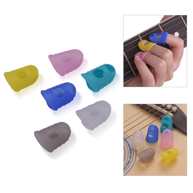 Eccomum 6pcs Guitar Silicone Finger Fingertip Protectors for Guitar Ukulele Beginners (Random Color Delivery)