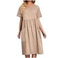 thumbnail image 2 of Fshaion Robe d'Été pour Femmes 2024 Grande Taille Décontractée à Col Rond à Manches Courtes Robe à Taille Haute Liquidation à Moins de 10!, 2 of 6