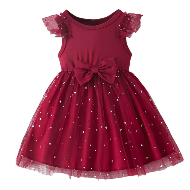 SXcggal One Robe Tlle pour Tout-Petite Fille Été à Volants Sans Manches Robe Bébé Fille Mode Décontractée Robes Belle Respirante Mignonne Robe Fille